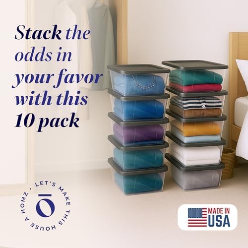 HOMZ Snaplock, Small Clear Plastic Storage Organizer Bins w/Lids, 10 Pack