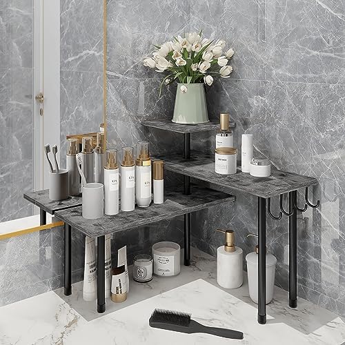Homode Kitchen Countertop Organizer, 3 Tier Corner Shelf Bathroom Counter Organizer, Wooden Counter Shelf Stand Space Sa