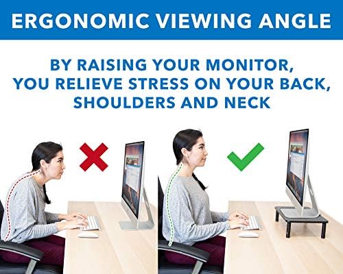 Mount-It! Height Adjustable Single Monitor Riser | Metal Mesh Computer Screen Platform | Desktop Riser for Laptop, Monit