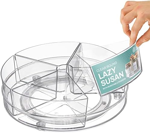 Home Intuition Round Plastic Lazy Susan Turntable Food Storage Container for Kitchen (5 Removable Bin, 1 Pack)