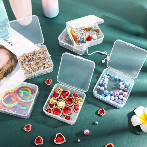Jetec 30 Pieces Small Clear Plastic Storage Box, 2.1 x 2.1 x 0.8 Inch