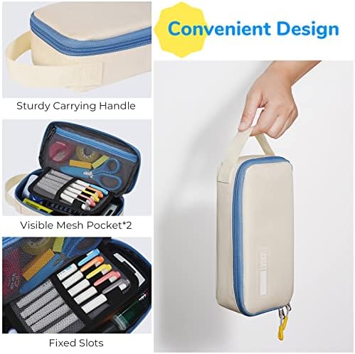 ECHSRT Large Pencil Case, Aesthetic Pen Pouch with Big Capacity, Minimalist Portable Stationery Bag with Handle for Office Organizer Aesthetic Pencil Cases