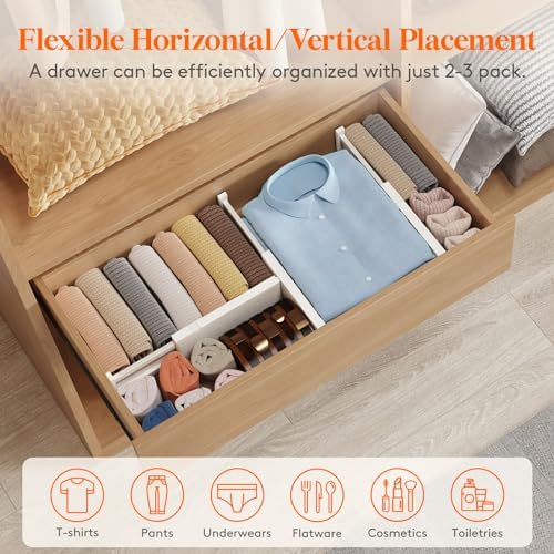 Lifewit 4" High Upgrade Drawer Divider, Adjustable Drawer Organizer Clothes