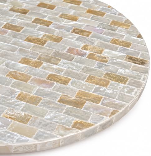 16" Mother of Pearl Lazy Susan for Table Top, Champagne Gold