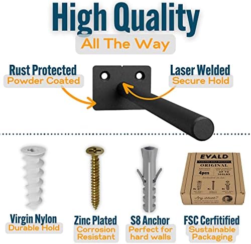 EVALD 8 Inch Floating Shelf Brackets with Screws & Anchors, Hidden Shelf Brackets, Heavy Duty Shelf Brackets, Floating S