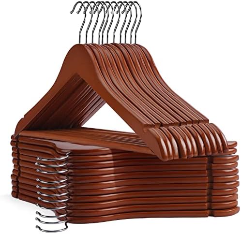 Wooden Hangers Clothes Hangers 30 Pack Slim Wood Hanger Coat Hanger for Closet,Hanger with Extra Smooth Finish,Hangers for Shirt Suit Dress Yellow Peach