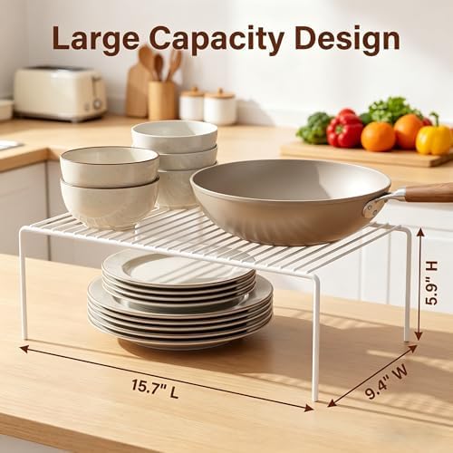 iPEGTOP Kitchen Cabinet Storage Shelf Rack, Set of 2 Large (15.7 x 9.4 Inch) Rustproof Metal Wire Shelves Spice Shelf Ra