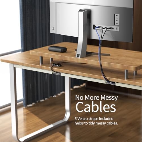 Delamu 2 Pack Under Desk Cable Management, Safe Tidy Cable Management Under Desks for Home Office, Cord Organizer for De