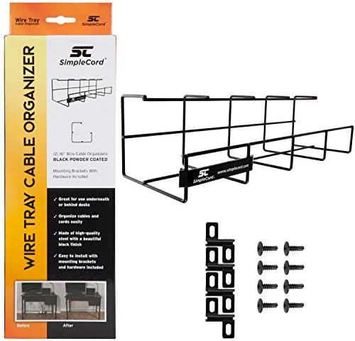Simple Cord Wire Tray Desk Cable Organizer - 32" Open Slot Raceway to Hold Cables, Cords, or Wires on Desks - Office Cab