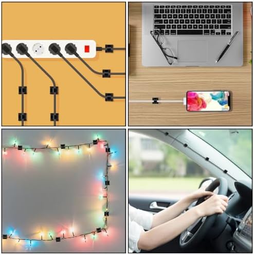 65 Pcs Cable Clips, Adhesive Cable Organizer Cord Holder Wire Clip Wire Management Self Adhesive Hooks Wire Holder for O