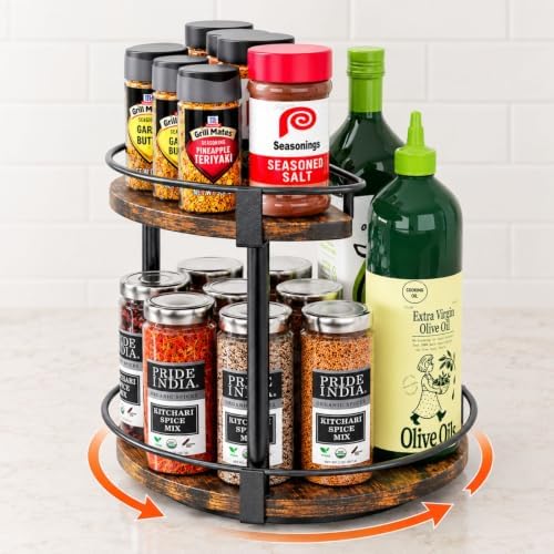 iSPECLE Lazy Susan Spice Rack - 10.2" Lazy Susan Turntable Easy Find Spice