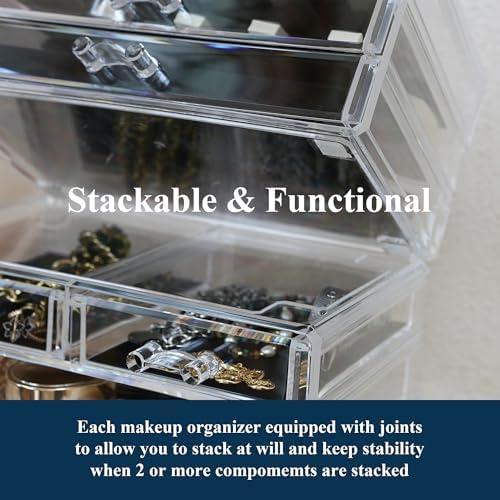 Sea Team Stackable Clear Acrylic Makeup Organizer with Drawers for Vanity