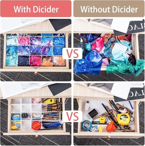 85Pcs Drawer Dividers, Adjustable Drawer Organiser, Cut at Will for Tidying Clutter Clothes, Socks, Makeup, Dresser, Kit