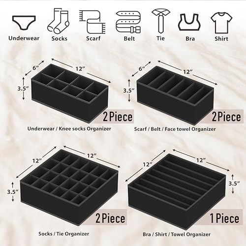 Simple Houseware Closet Underwear Organizer Drawer Divider Assorted 7 pcs