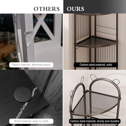 Corner Bathroom Shelf Metal Short Corner Stand Shelf Black Small Bathroom Storage Corner Shelf Unit for Toilet Shower Ro