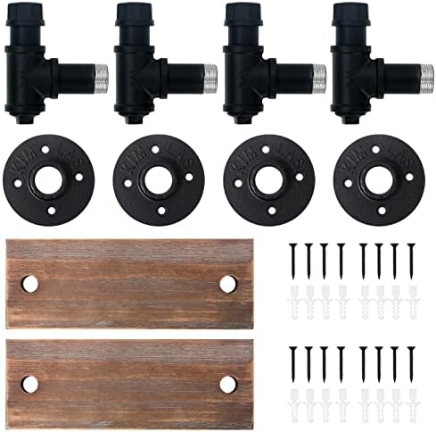 HouseAid Industrial Pipe Floating Shelves, Rustic Farmhouse Pipe Shelf for Living Room, Bedroom, Bathroom and Kitchen, W