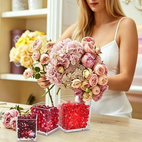 KissYou Acrylic Box With Lid 24 Pieces Small Clear Square Cube Jewelry Storage Box Wedding Party Gift Candy Boxes