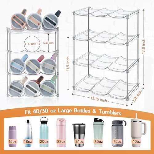 Sbosbo Water Bottle Organizer for Stanley 40 oz Tumbler, Stackable Water Bottle Holder for Kitchen Fridge Cabinet Organi