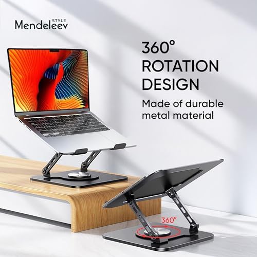 Grey 360° Rotating Foldable Adjustable Laptop Stand, Fits Up to 16 Inches