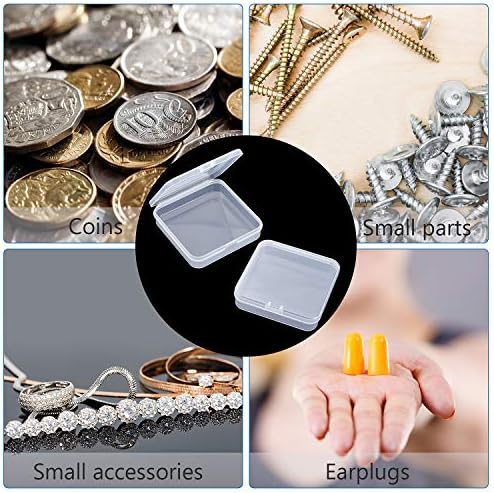 SATINIOR 24 Pcs Small Clear Plastic Container Box, 2.8 x 2.8 x 0.67 in