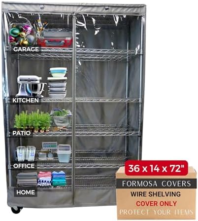 Formosa Covers Clear Front Wire Shelf Cover 36x14x72" Grey No Shelf