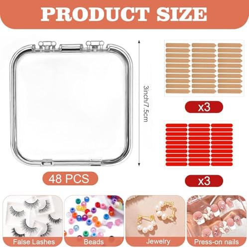 48 Sets Press On Nail Storage Box, Clear Artificial Nail Display Case Acrylic Nail Boxes Press On Nail Packaging Box, Ad