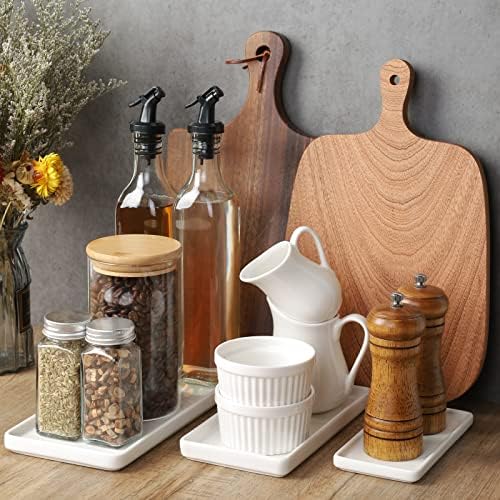Gurygo 6" Small Ceramic Bathroom Tray for Kitchen Counter - Rectangle Ceramic Sink Tray for Bathroom Counter - Porcelain