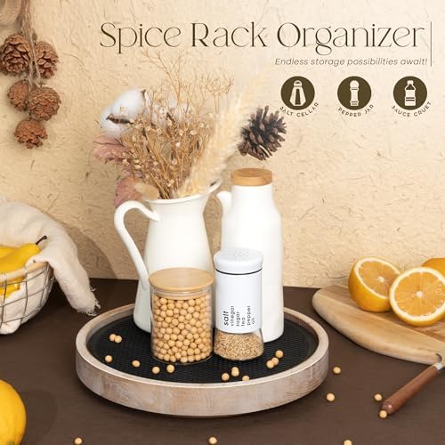 EOSAHR Lazy Susan Organizer, Non-Skid Rotating Tray for Counter, Natural