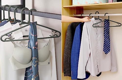 Byomostor Plastic Hangers 50 Pack, Light Weight Durable Clothes Hangers with Hooks Standard Size G-Shape&Non-Slip Coat Hangers for Everyday Use (Grey)