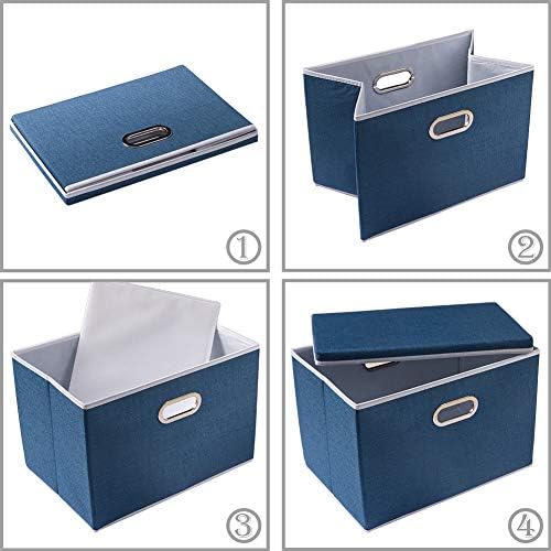 PRANDOM Extra Large Collapsible Storage Bins with Lids [3-Pack] Linen Fabric Foldable Storage Baskets Boxes Organizer Co