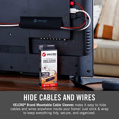VELCRO Brand Mountable Cable Sleeve, Black, 8 in, 2 Pack