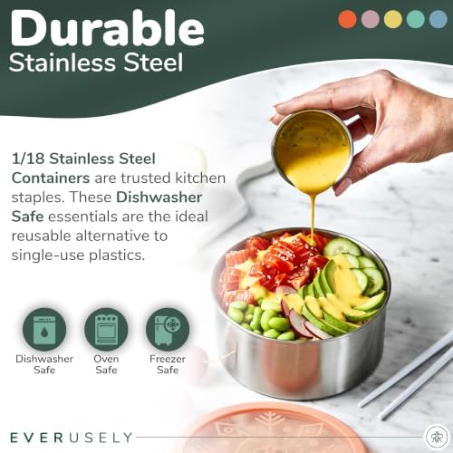 Stainless Steel Food Containers, Metal Lunch Boxes, Set of 5, Sorbet