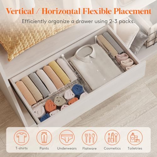 Lifewit 4" High Upgrade Drawer Divider, Adjustable Drawer Organizer Clothes