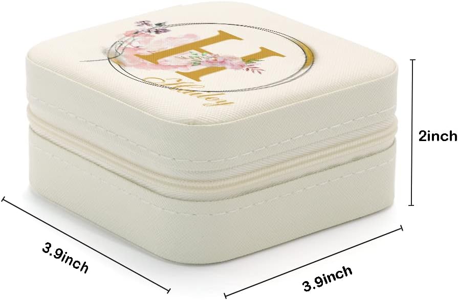 Bridesmaid Gifts Jewelry Box Personalized Small Jewelry Travel Case Custom PU Leather Portable Bridesmaid Proposal Boxes Mini Jewellery Organizer Storage Earrings Rings Necklaces for Women Girls-Pink