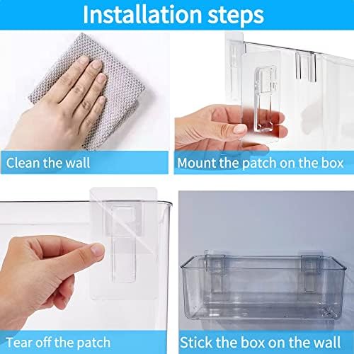 Adhesive Mount Storage Organizer Container Basket Bins, Plastic Over Cabinet Door Organizer, Pantry Wall Organization, B