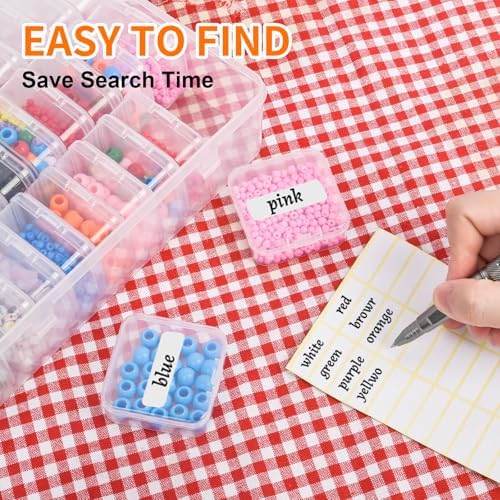 Bead Organizer Box, 90pcs Small Clear Plastic Storage Containers, Craft Storage Box Features Hinged Lid and Labels, Mini
