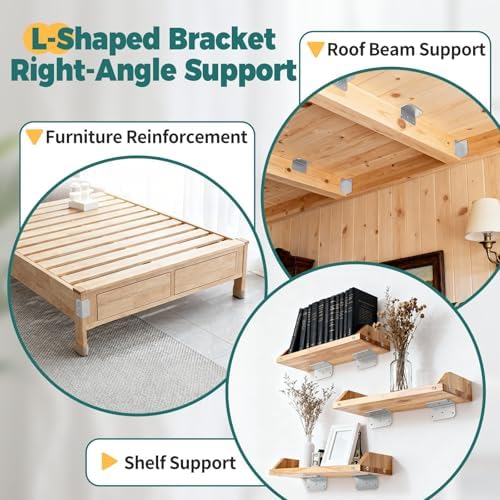 4 Inch Galvanized L Bracket, 90 Degree Corner Brace for Wood, 4"×2"×2" Heavy Duty Angle Bracket for Floating Shelves, Fu