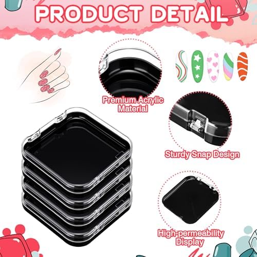 AceOrbit 48 Pcs Press on Nail Box Packaging, Black Acrylic Case