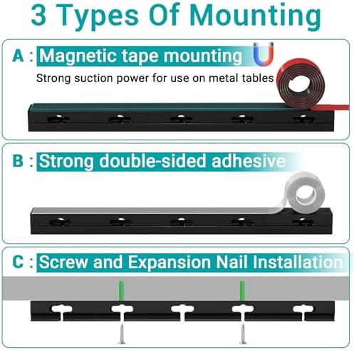 Cable Hider Raceway Kit, Magnetic Cable Management Under Desk with Upgraded Aesthetic Large Hole, Cord Organizer Kit for