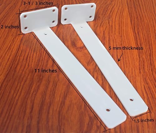 12 Pack - 11 inch White Hidden L Shelf Bracket (1/5 Inch Thicked) Iron Floating Shelf Brackets Rustic Industrial Metal B