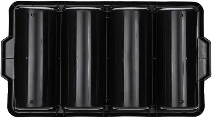 Restaurantware-21.9 x 14.2 x 3.5 Inch Silverware Organizer, 1 Crack-Resistant Cutlery Tray - 4 Compartments, Built-In Handles, Black Plastic Utensils Drawer Holder, For Kitchen Organization