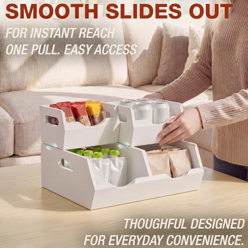HOMESTEAD Stackable Solid Wood Storage Bins for Kitchen Pantry & Countertop, Ventilated Potato and Onion Basket Organize