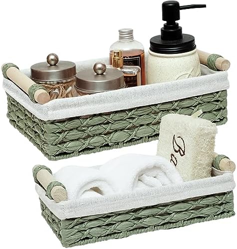 Storage Basket Wicker Baskets for Organizing with Handle Decorative Storage Bins for Countertop Toilet Paper Storage Bas