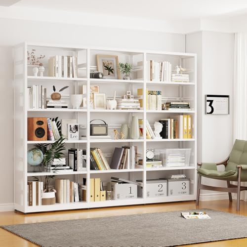 SteeLoong 5 Tier Bookshelf -Metal Bookcase with 4 Adjustable Shelves