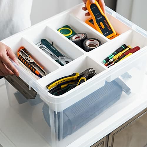 Citylife 32QT Clear Craft Organizers and Storage Box with Removable Tray