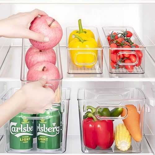 Set of 8 pantry organizers and storage, Clear Plastic Storage Bins for Kitchen Organization, Freezer Storage, Home Edit 