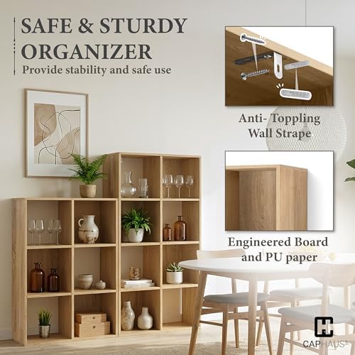 Fencer Wire 11-Inch Cube Storage Organizer Shelf w/Back, with Exterior Edge, Room Storage Shelves Divider, Bookcase, 8-C