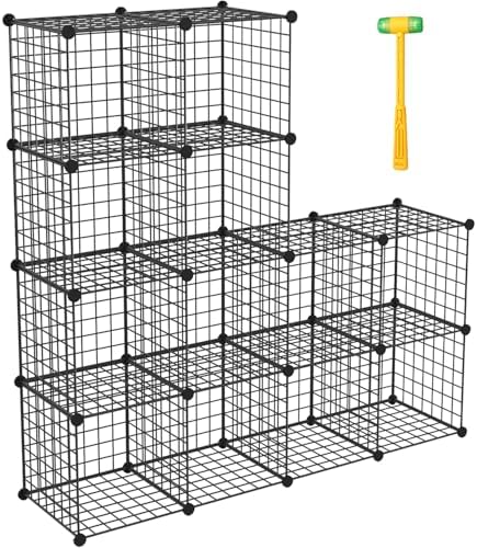 Wire Storage Cubes, Metal Storage Shelves Bookshelf, Stackable Modular Closet Organizer for Bedroom Living Room, Office,