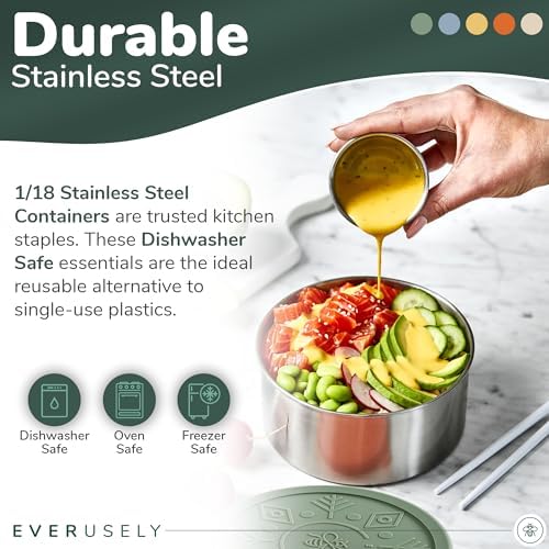 Stainless Steel Food Containers, Metal Lunch Boxes, Set of 5, Muted