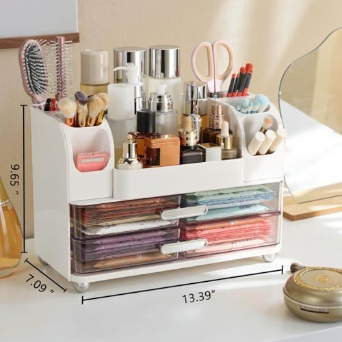Large Makeup Organizer Countertop with Drawers, Make Up Organizer for Vanity, Makeup Storage Organizer Countertop Makeup
